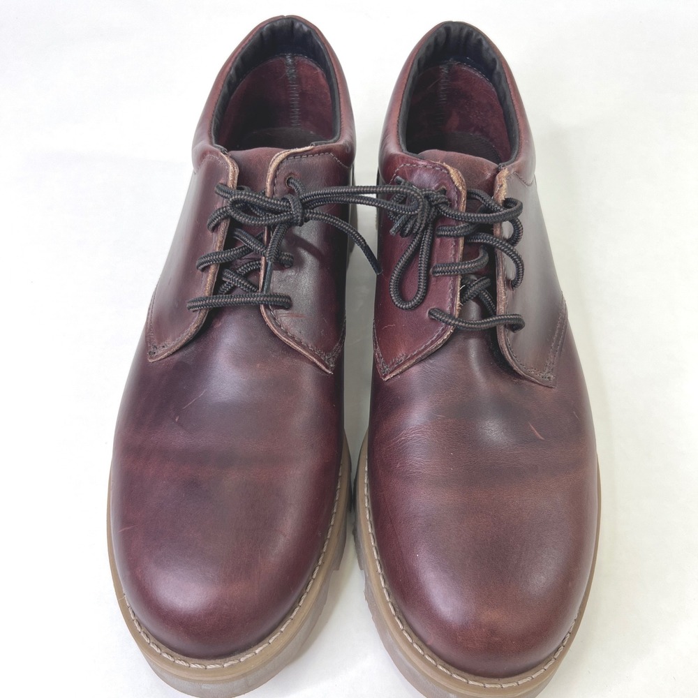 Eastland Mens Burgundy Leather Vibram Lug Sole Oxford Shoes 14 D 6401 L